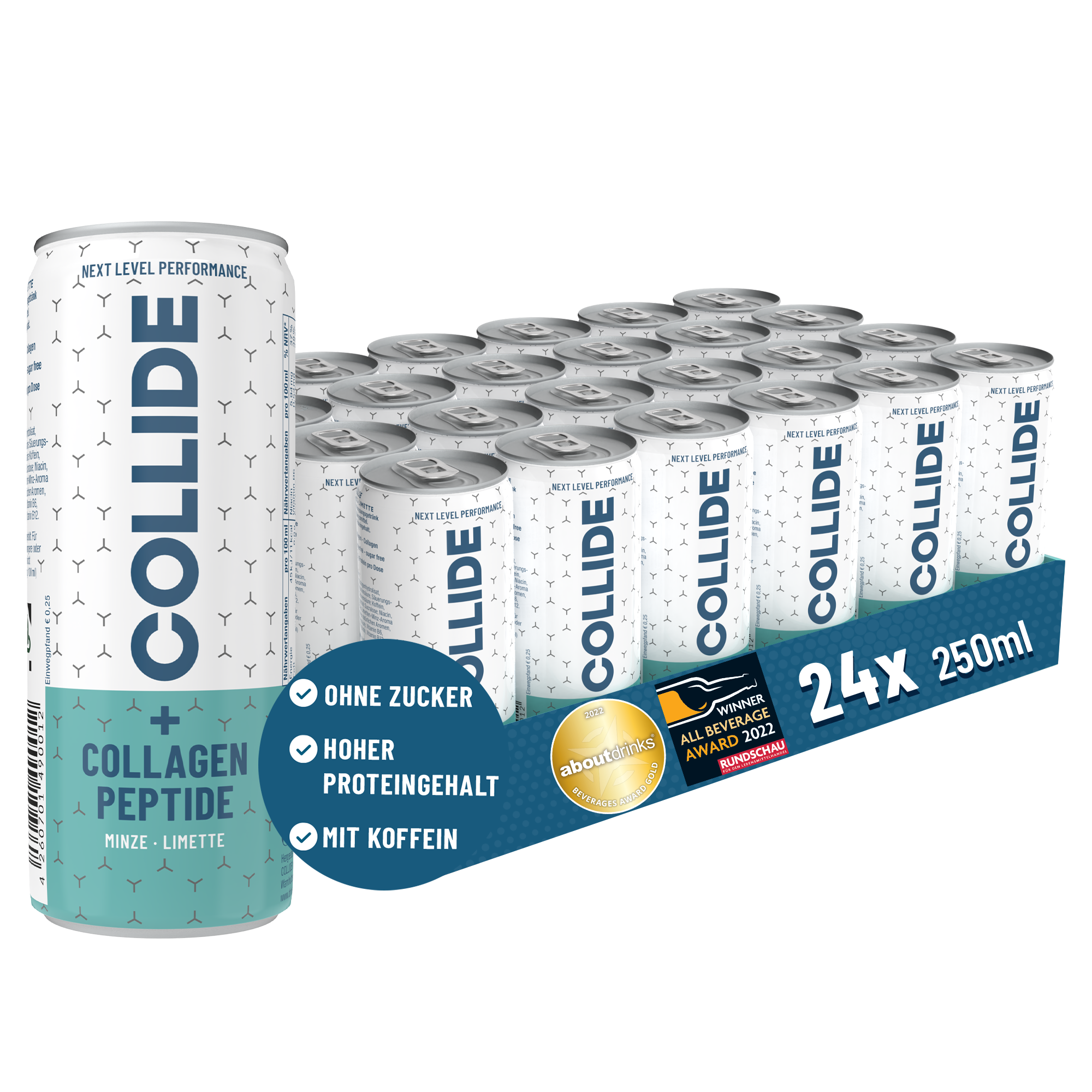 (MHD 13.05.25) - 24x COLLIDE Kollagen Drink: Minze-Limette 250ml