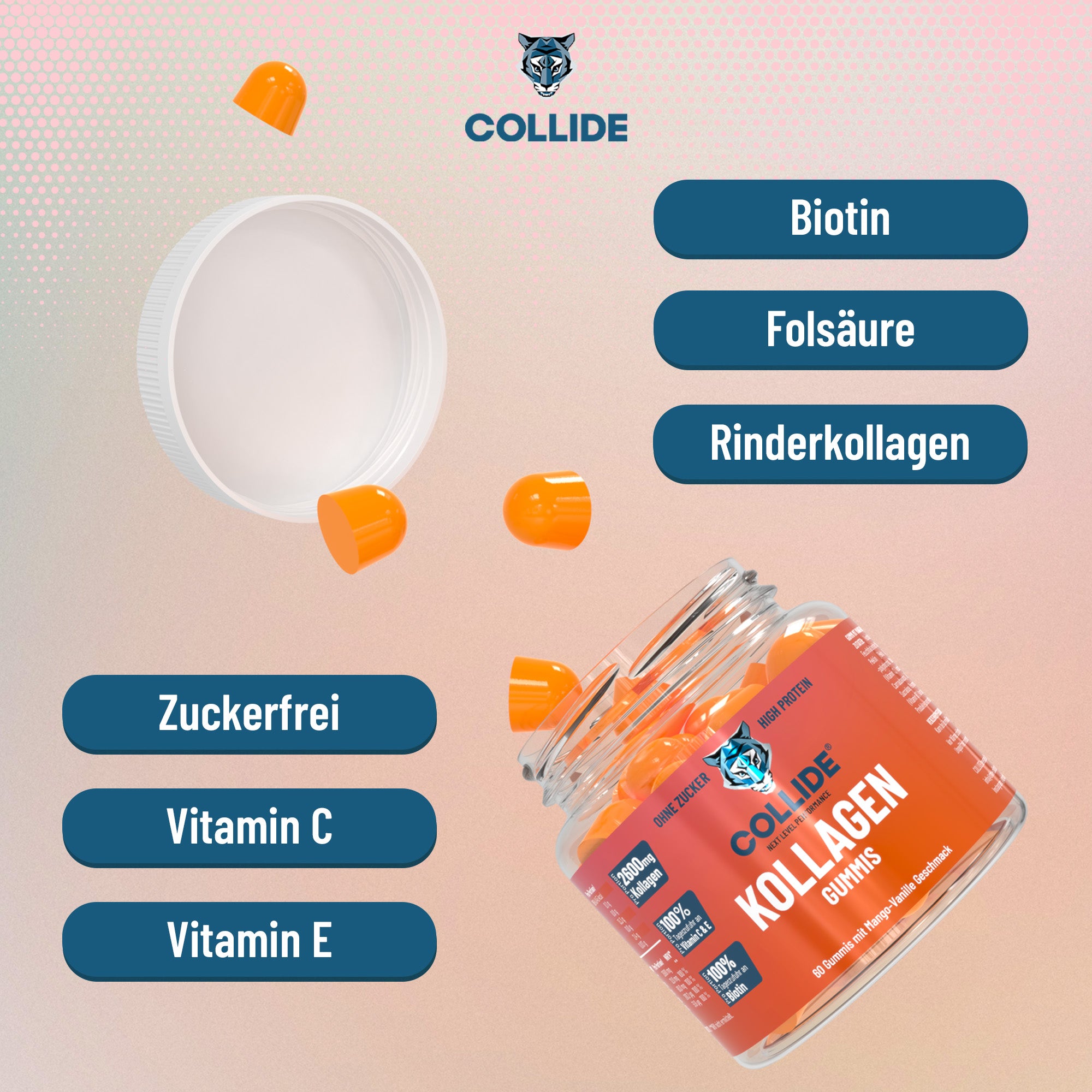 COLLIDE Kollagen Gums: Mango-Vanille, 60 St.