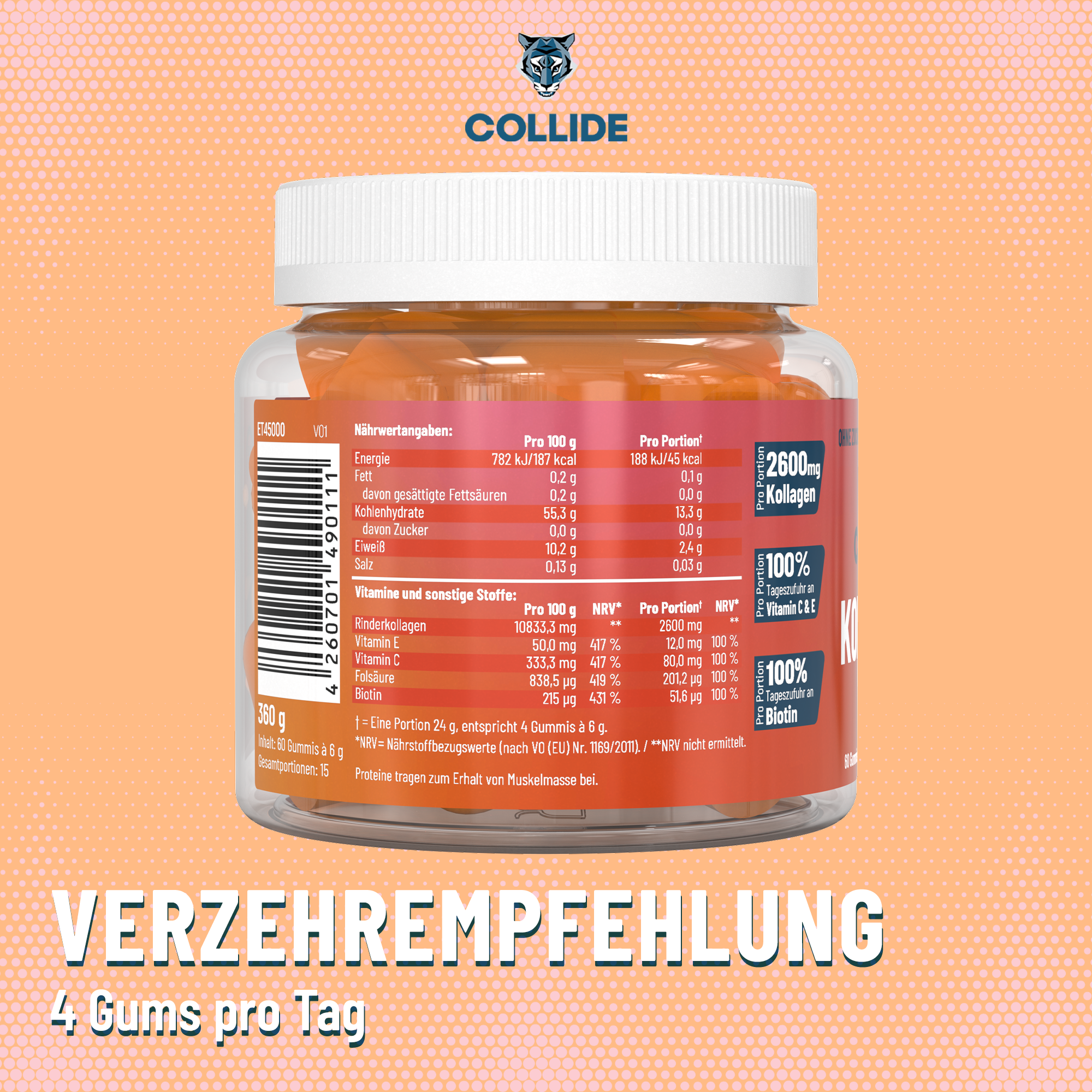 COLLIDE Kollagen Gums: Mango-Vanille, 60 St.