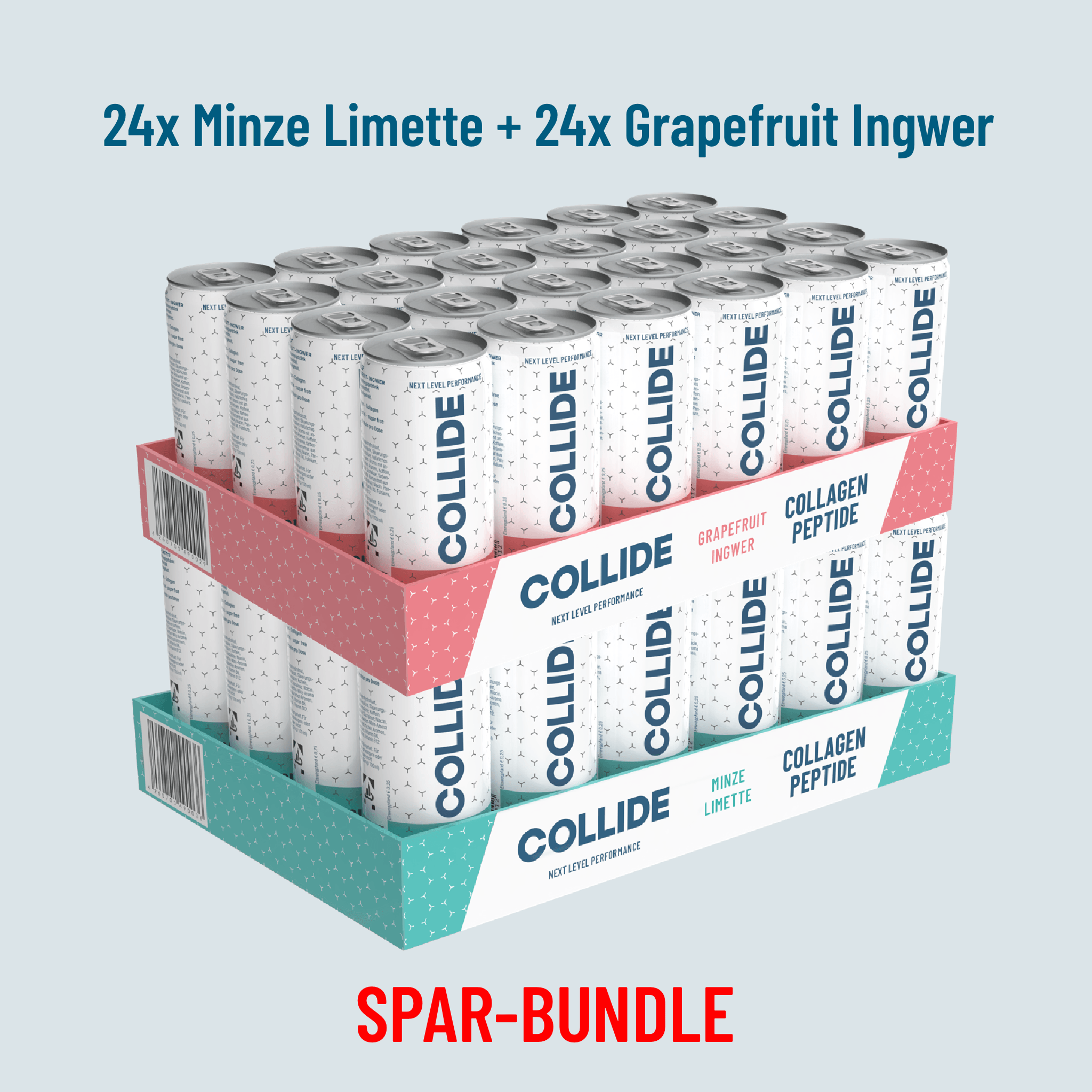 SPAR-Bundle: (MHD 13.05.25) 24x COLLIDE Minze-Limette + 24x COLLIDE Grapefruit Ingwer
