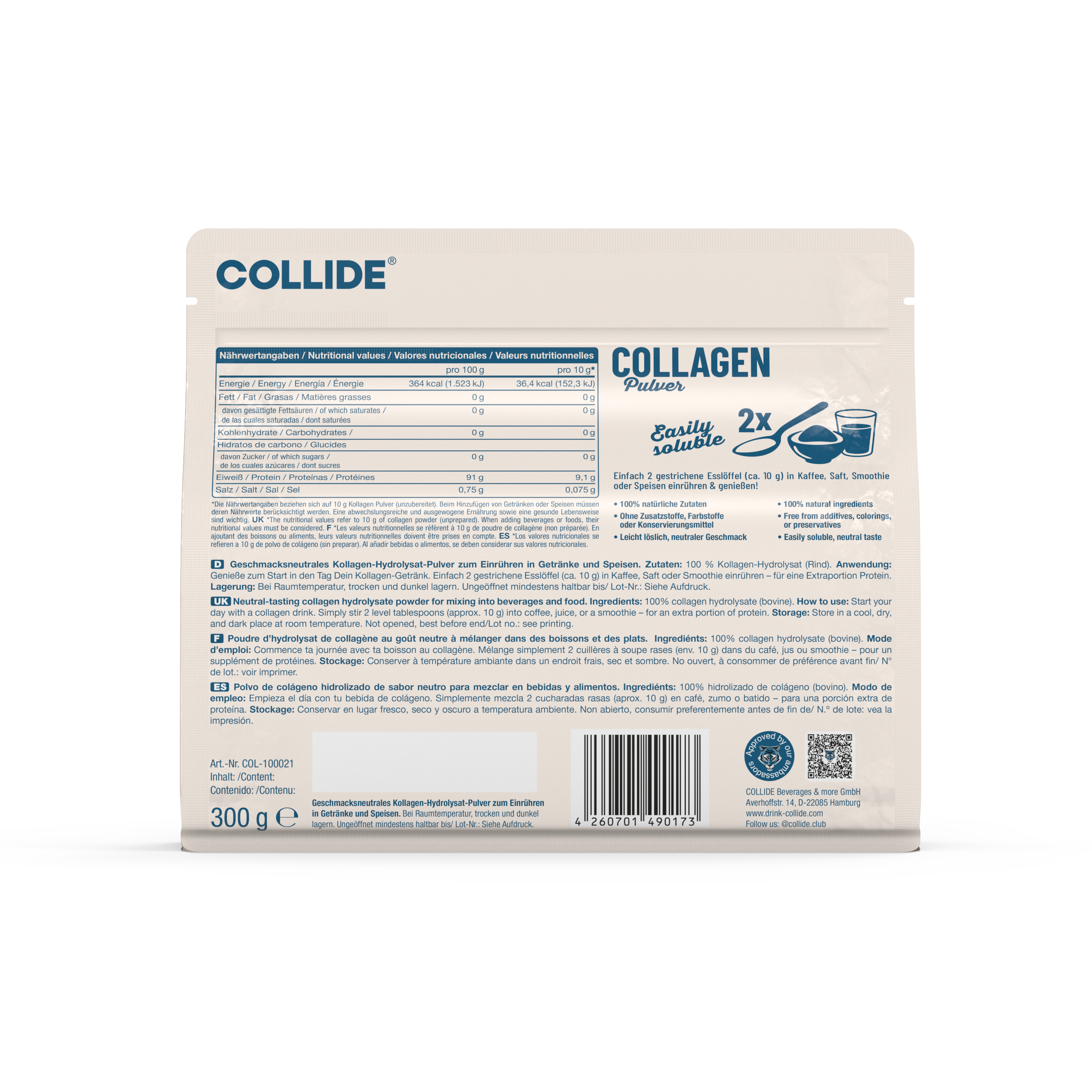 Collagen Pulver, Geschmacksneutral
