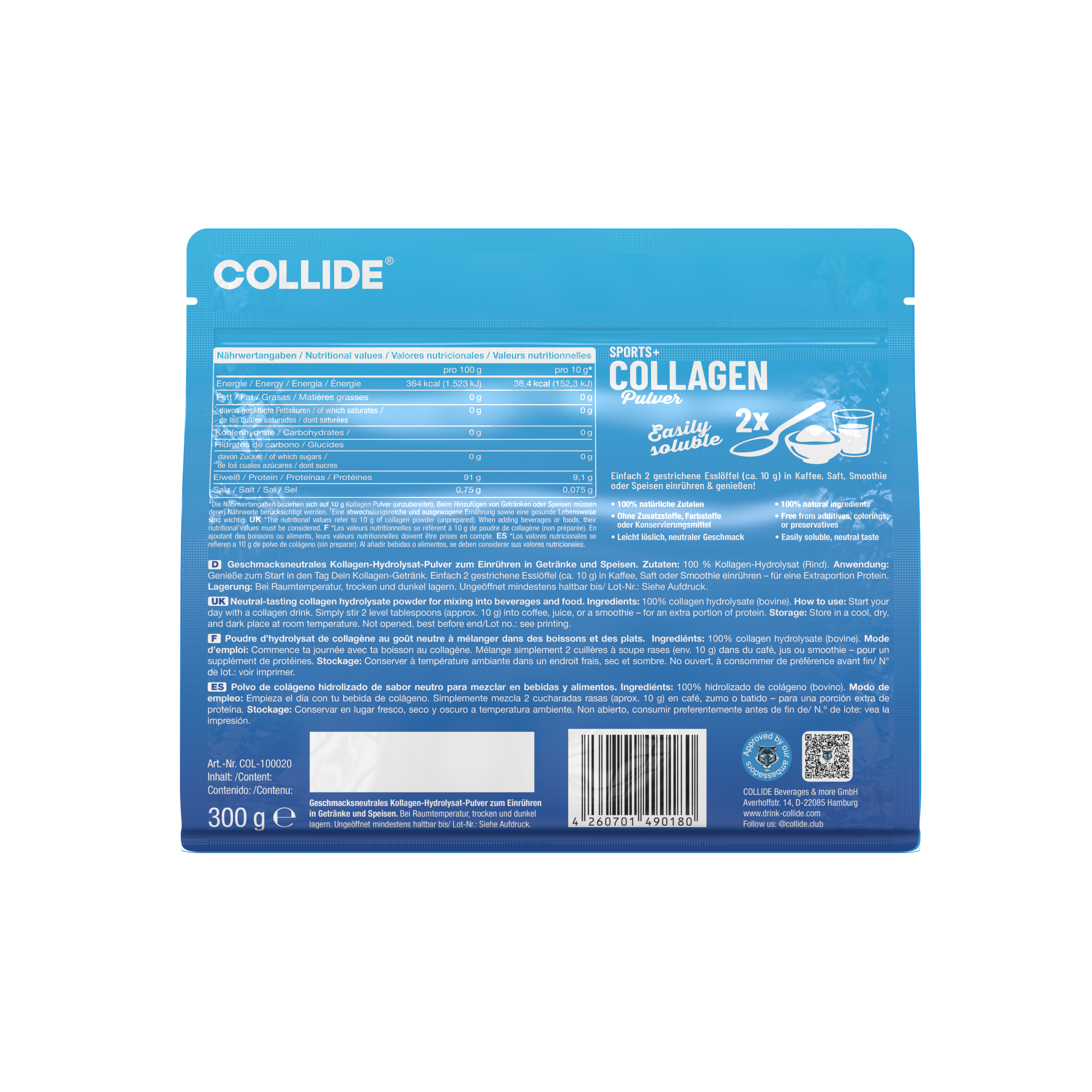 Sports+ Collagen Pulver, Geschmacksneutral