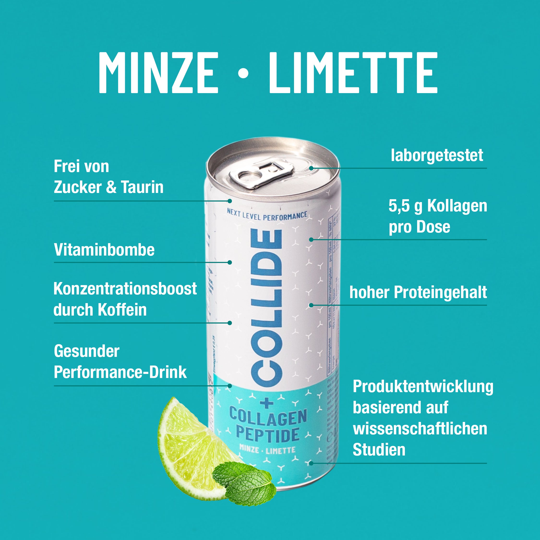 24x COLLIDE Kollagen Drink: Minze-Limette 250ml