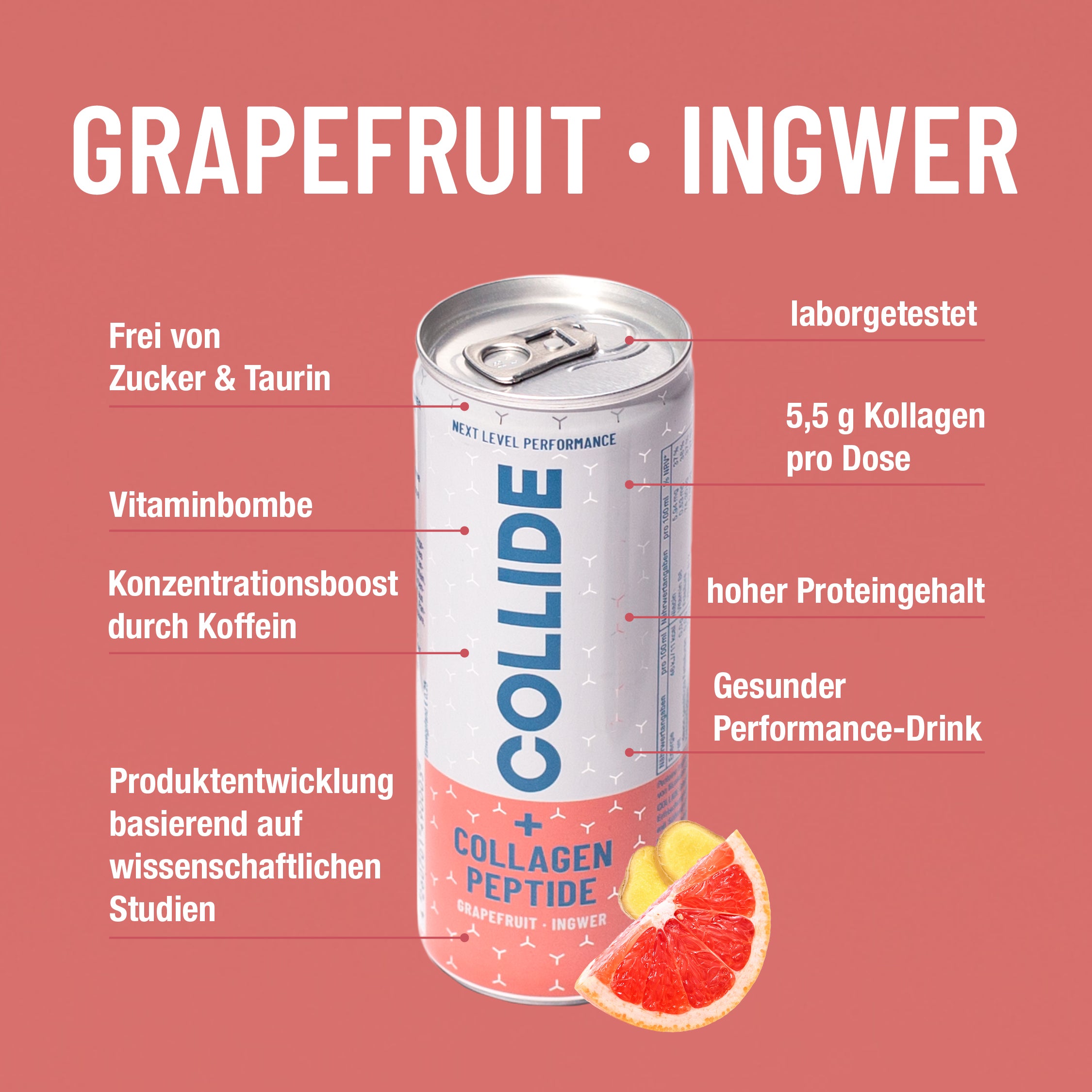 24x COLLIDE Kollagen Drink: Grapefruit-Ingwer 250ml
